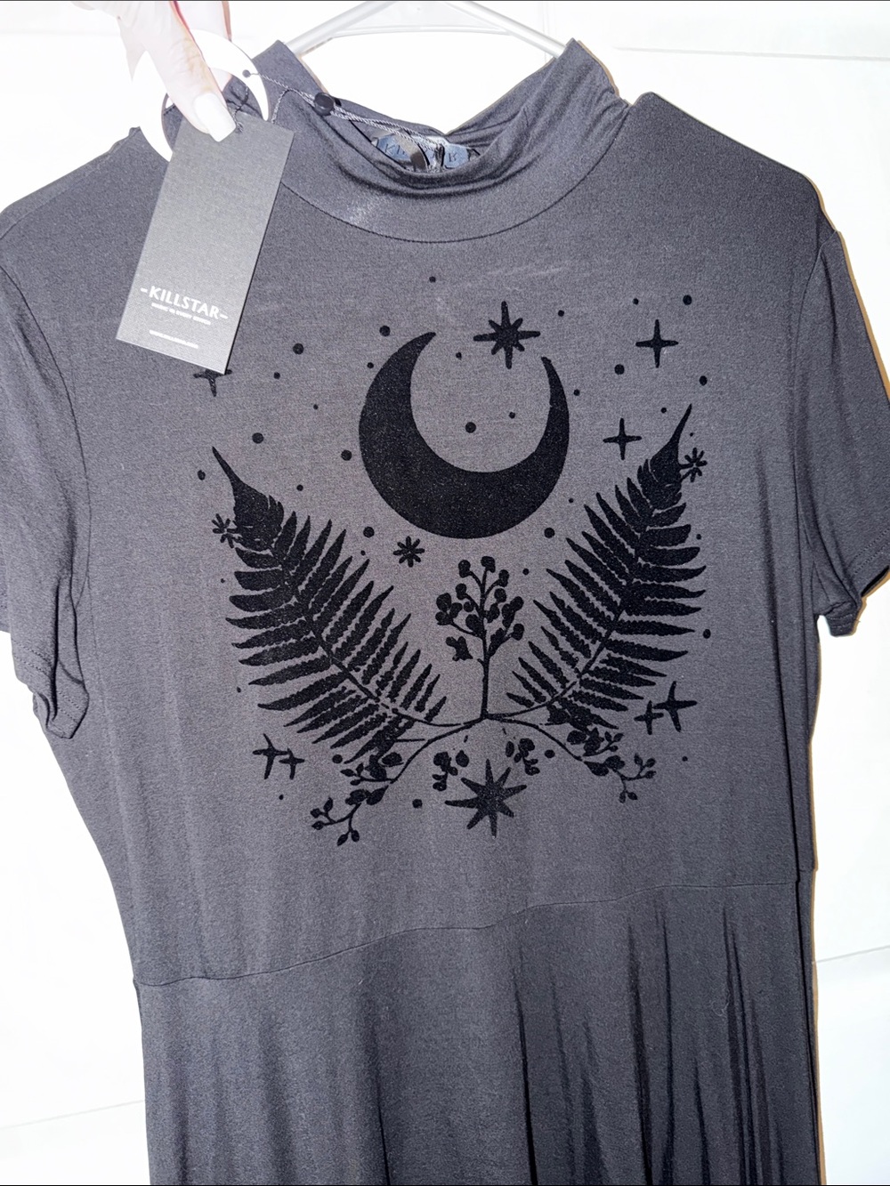 Killstar Black Moon & Fern Graphic Fit-and-Flare Dress - Picture 3 of 4